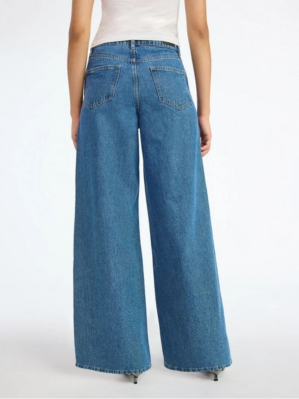 NWT Rhinestone Wide Leg Jeans High Rise Statement Denim Sparkle Size 12 - Picture 4 of 15